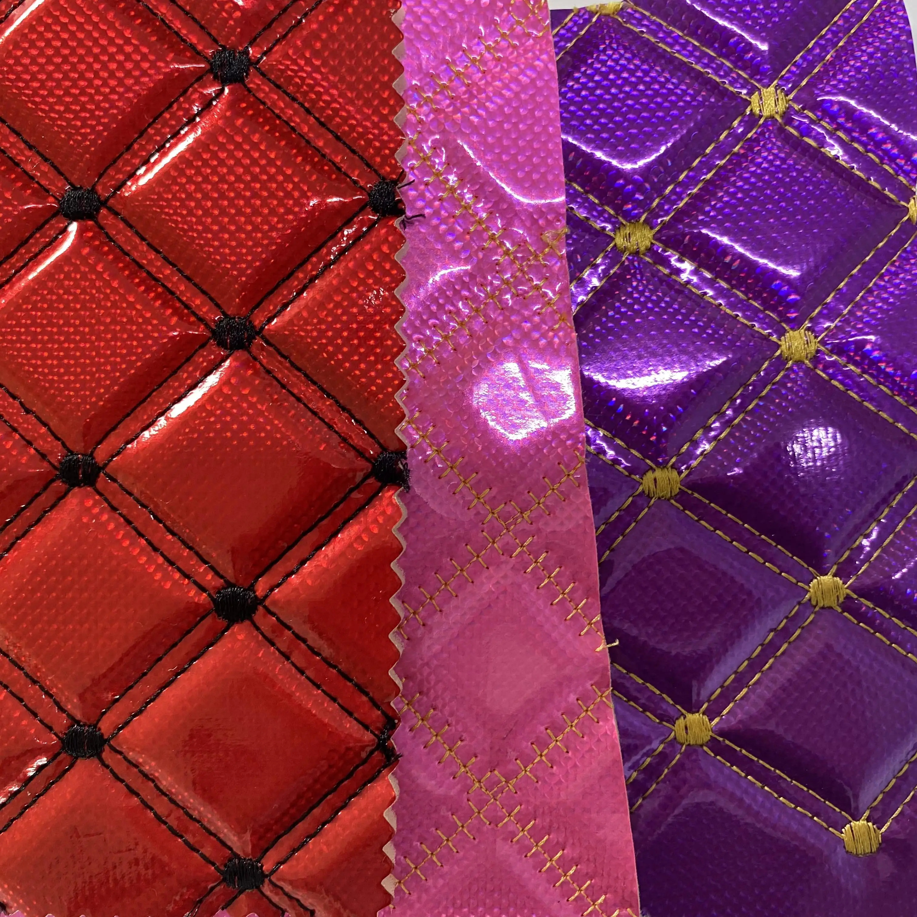 2-8MM Custom Quilted Embroidery Diamond Stitching Leather For Car Seat Car Interior Wallpaper Office Chair