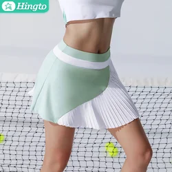 Hingto High Waisted Lightweight Pleated Sports Women Tennis Golf Skirts with Shorts Pockets