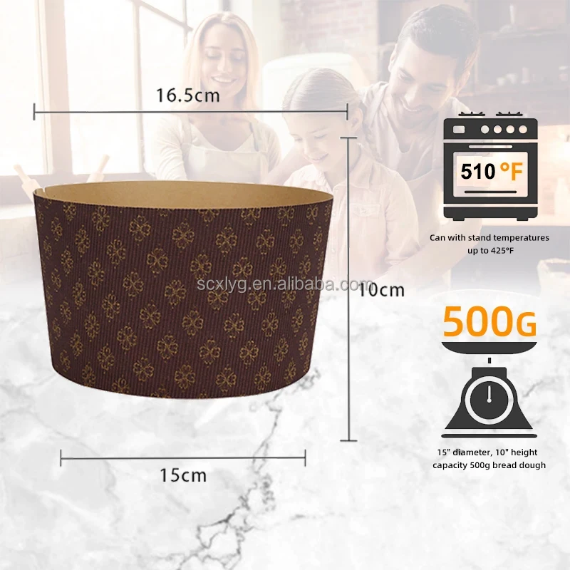 XL 6 inch-Panettone Paper Cake Mold Pan - Custom Round Loaf Bread Cake Cups High Temperature Resistant Non Stick Oven Cupcake