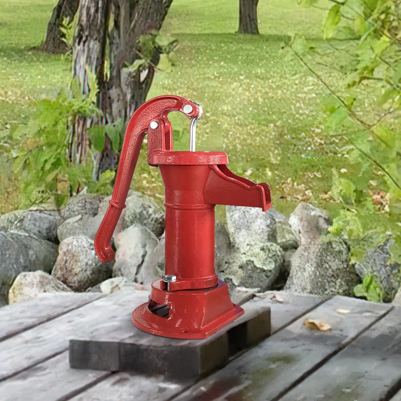 Adjustable Water Well Pitcher Pump Family Home Irrigation Hand Manual Parts Black Red Color
