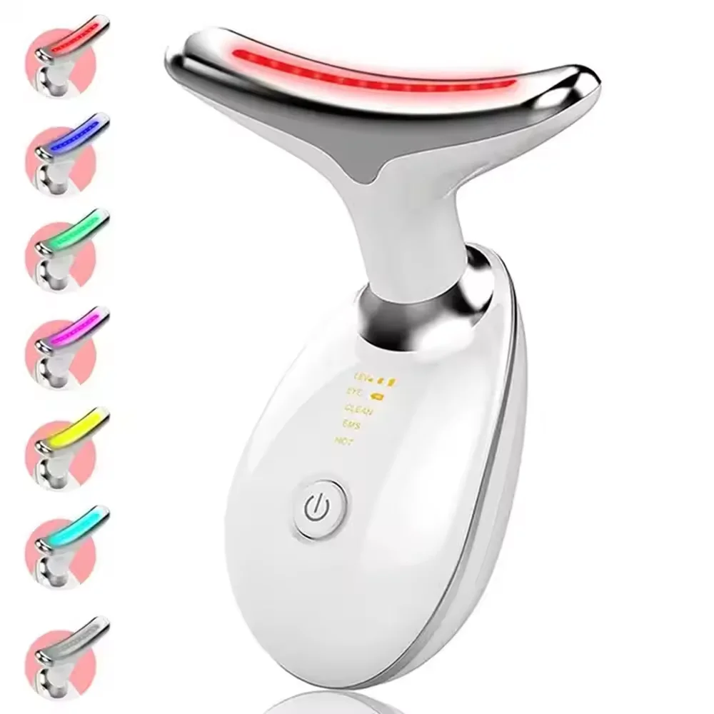 Other Beauty Vibration 7 LED Face Lift Machine Device EMS Massager Neck Device Massage Face and Neck Lifting Massager