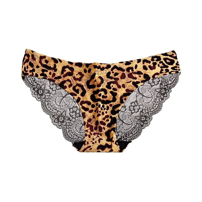 Wholesale hot women sexy leopard panty lace soft lingeries girls transparent knickers underwear