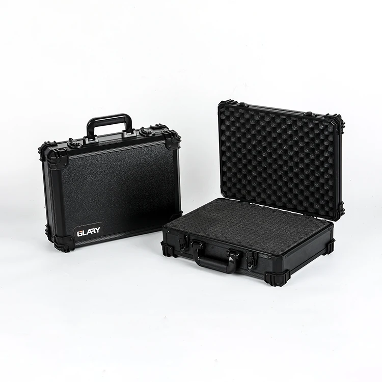 GLARY hard protective aluminum tool case box durable barber storage tool box case with foam abs portable tool carry box case