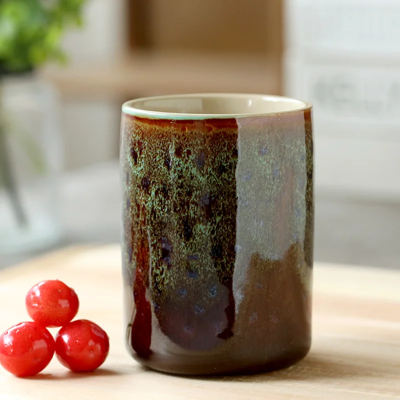 Chinese product hot selling Wholesale 350ml  Japanese Style big rust spot Ceramic water Tea Cups tea cup saucer set