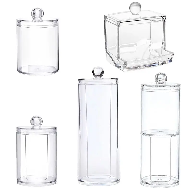 Acrylic Makeup Organizer Cotton Swabs Container Cosmetic Makeup Cotton Pad Organizer Storage Box