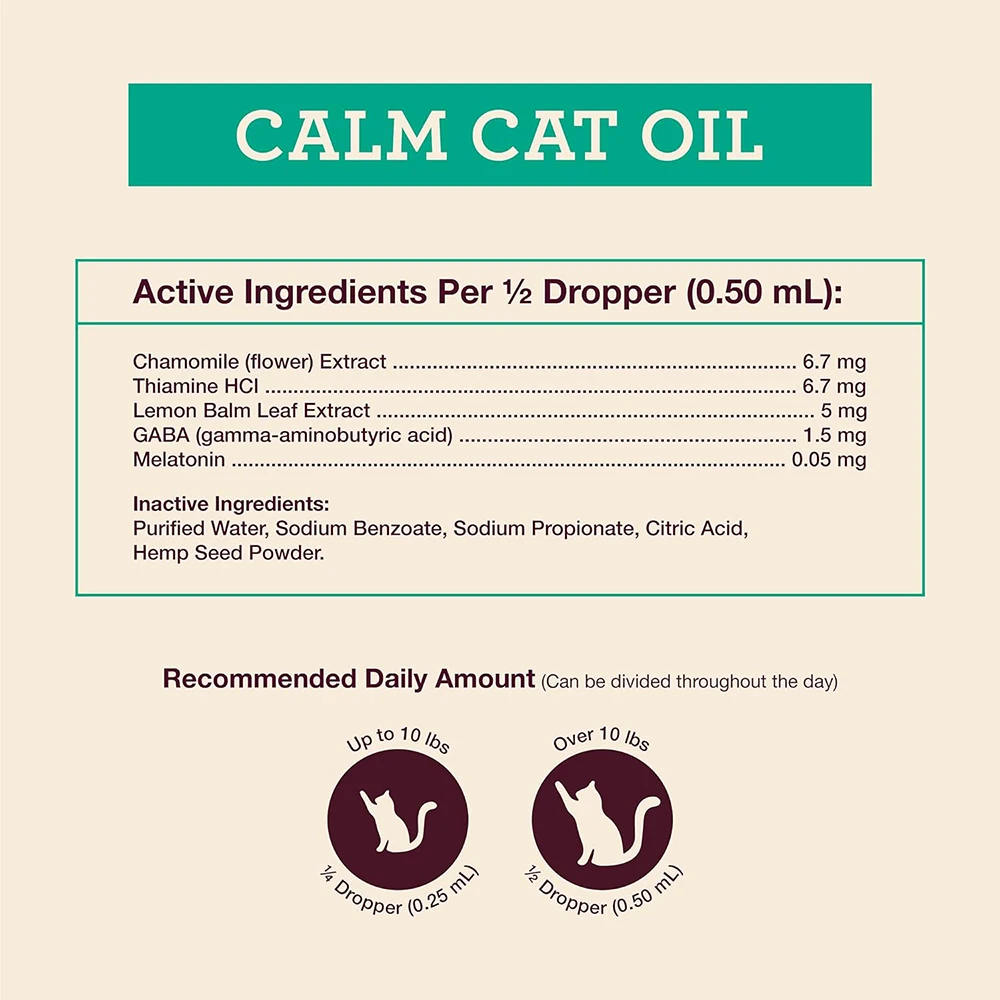 OEM Calm Cat Hemp Oil  Delivers More Actives Pet Supplements Hemp Oil Helps with Stress for Cats  Pet Calming Drops