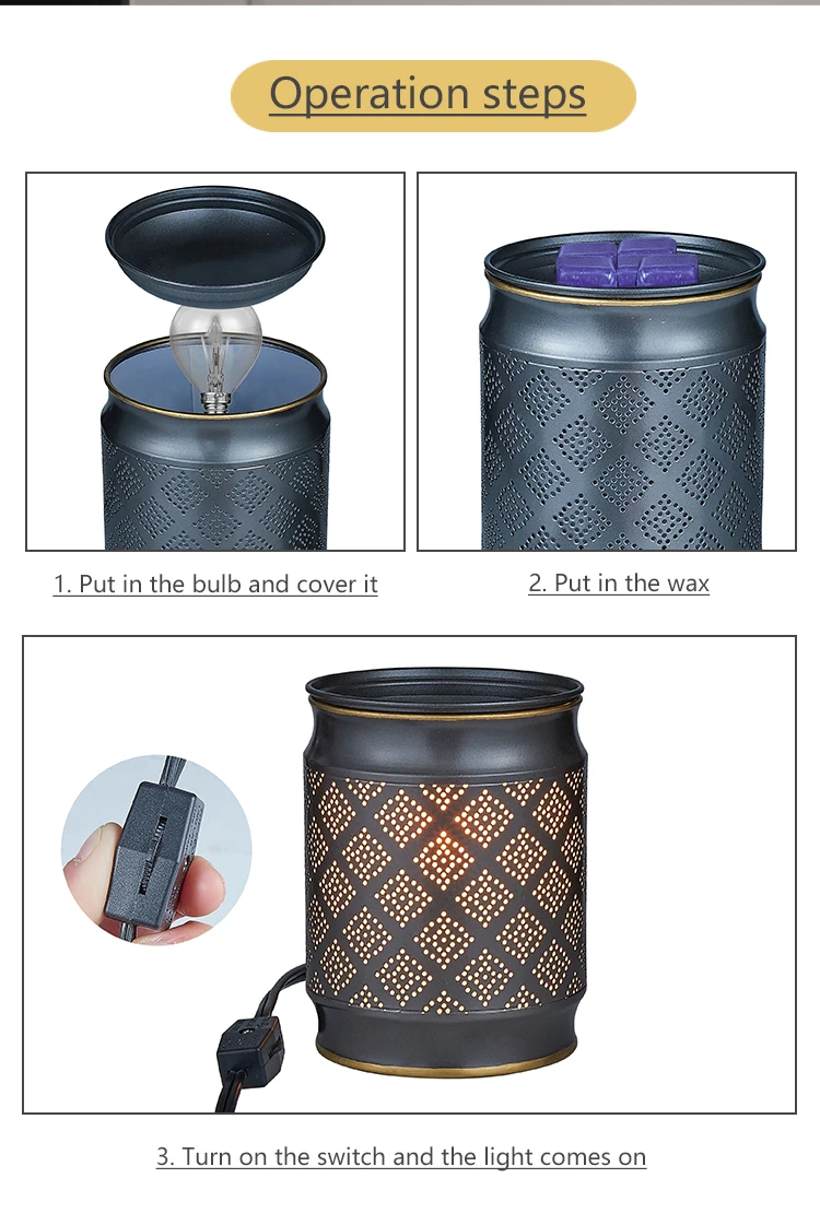 Iron Made Electric Wax Melt Warmer Candle Waxing Warmer Burner Melt Wax Cube Melter Fragrance Warmer for Wedding Gift