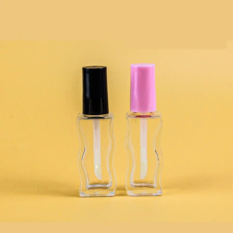 New Style Unique Wave 10ml Black Pink Lid liquid Container Concealer Lip Oil Tubes Empty Bottle for Nail Polish