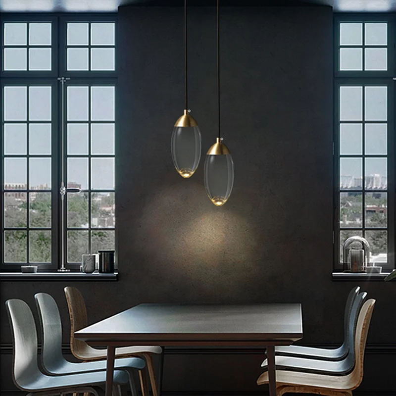 Modern Crystal ball LED Pendant lights Nordic Copper lighting bedroom bedside single head lights bar corridor small Hanging lamp