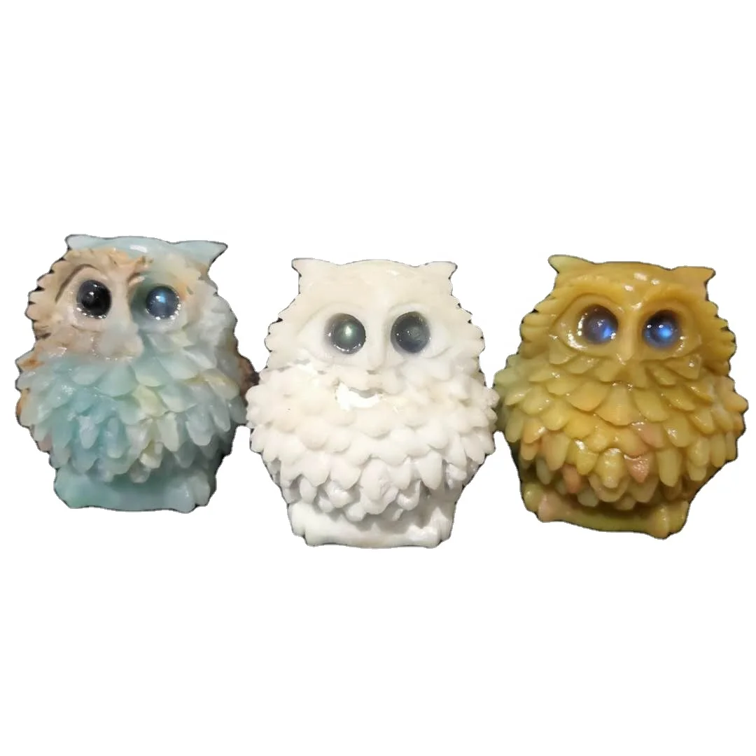 Hot sale crystal animal carving caribbean calcite healing crystal owl carving