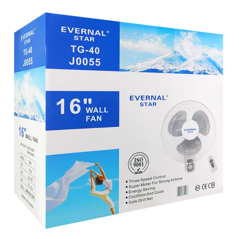 EVERNAL STAR TG-40 All Wall Fan 20 Wall Fan Kanasi 20 26 30 Inch Industrial Oscillating Copper Motor 3 Speed All Metal Hanging
