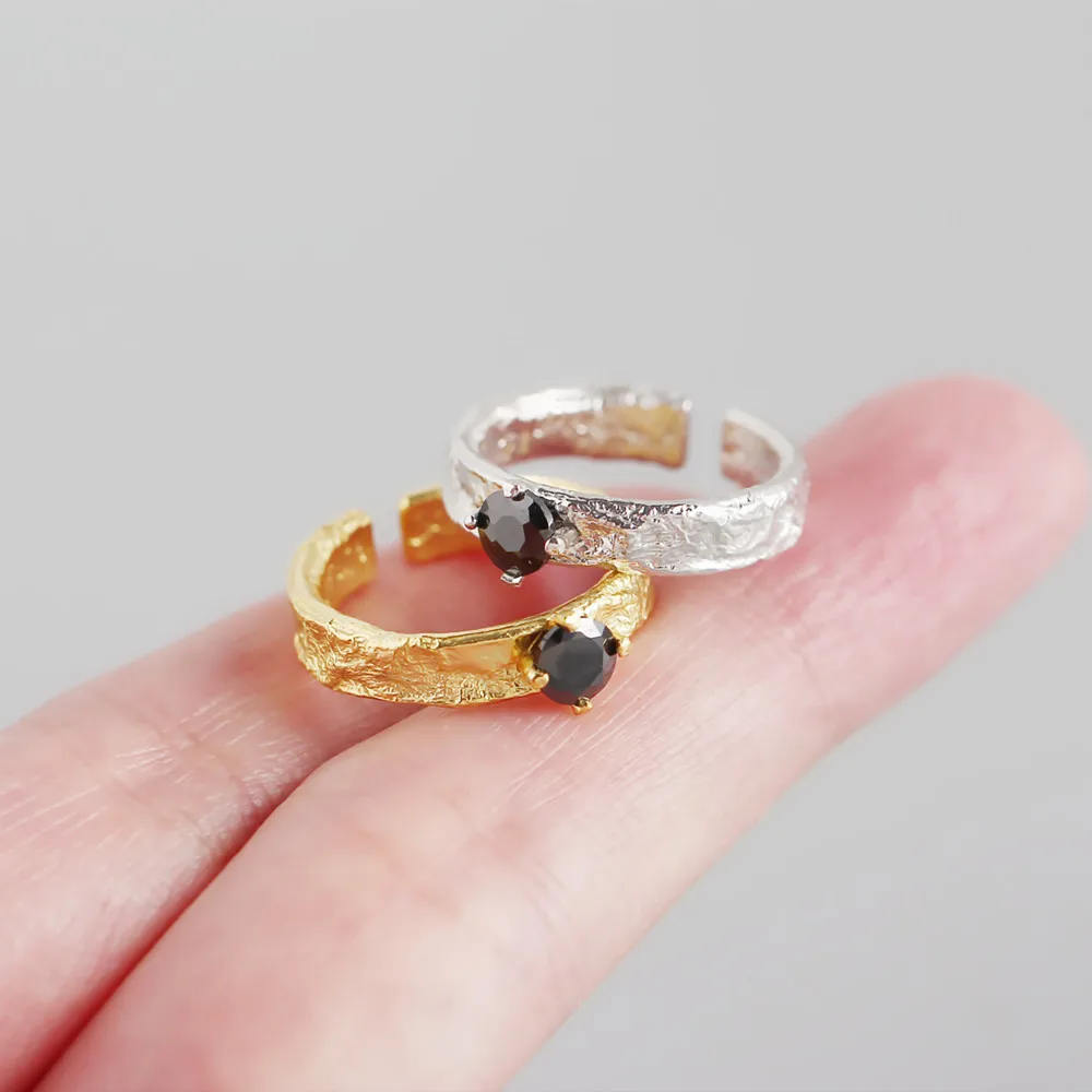 Custom S925 Sterling Silver INS Diamond Irregular Foil Paper Grain Design Ring