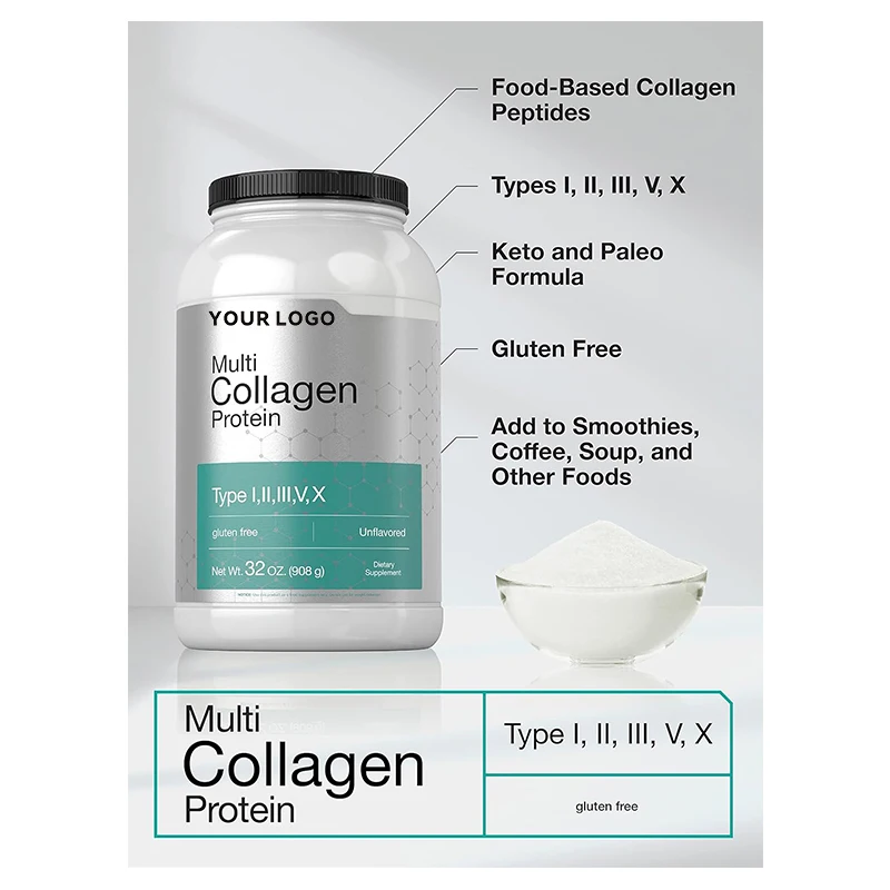 GMP factory Collagen Powder Marine Fish Hydrolyzed Collagen/ Bovine Boneextract Collagen Peptide For Hair Skin Beauty 908g