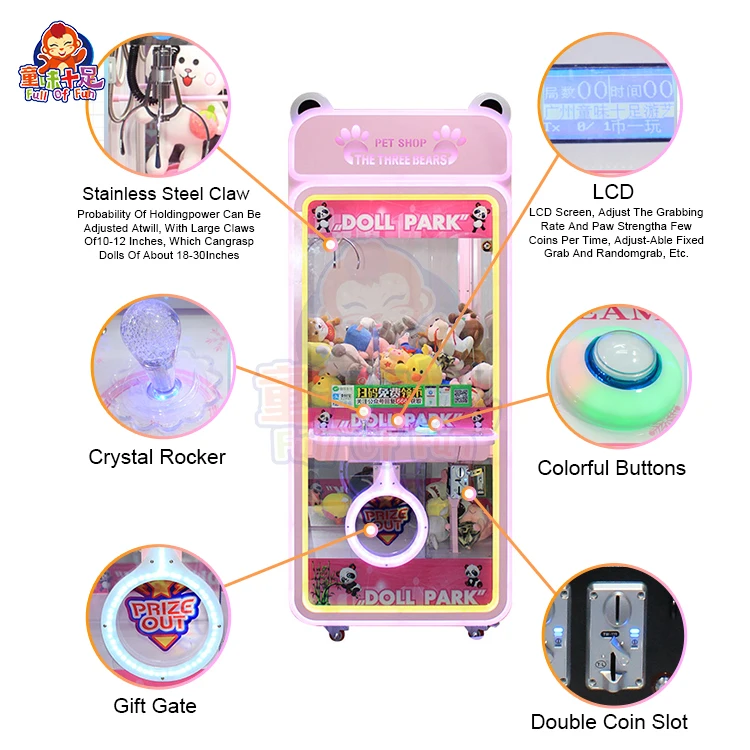 Wholesale Plush Toys For Large Claw Machine Toy Crane Claw Machine Transparent With Card Reader And Bill Operated