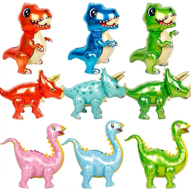 hot sale 3D Assembled dinosaur foil balloons Cartoon Assembled Standing Triceratops Dinosaur Party balloon