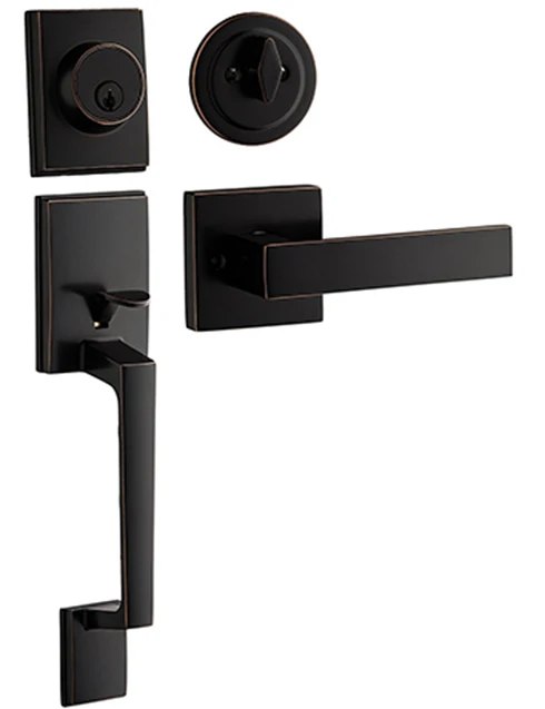 Luxury main gate lock entry handleset residential front door single cylinder deadbolt wooden door handle full long pull lock set