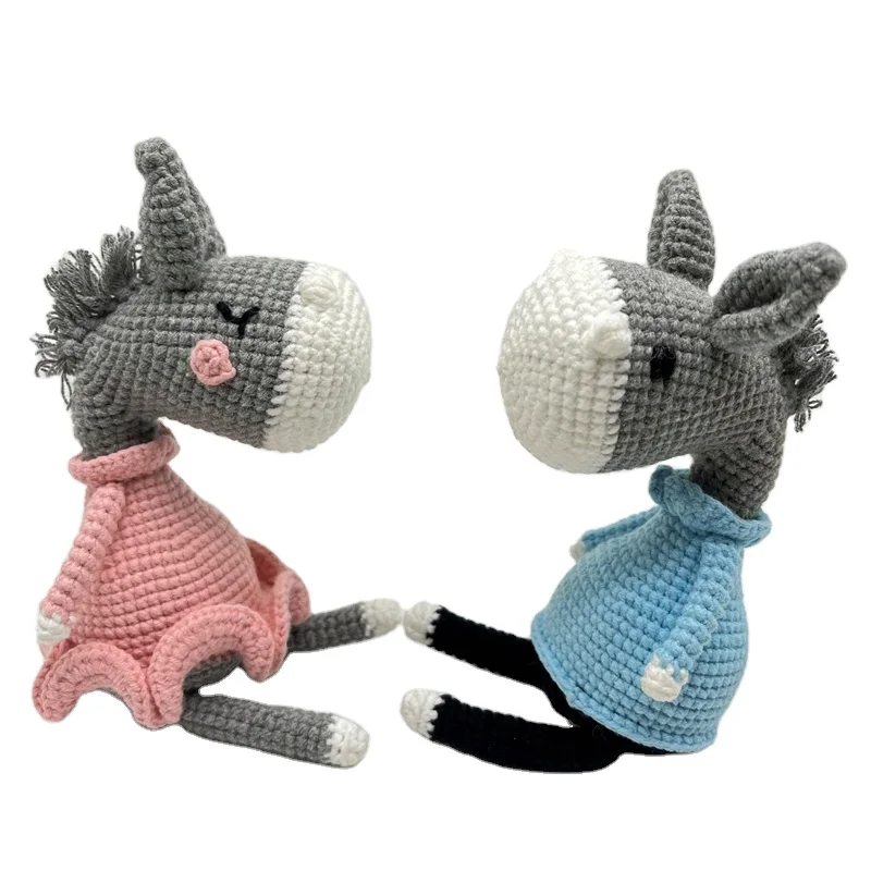crochet dolls handmade cartoon cute burro shape cotton craft toys cotton knit crochet doll amigurumi toys