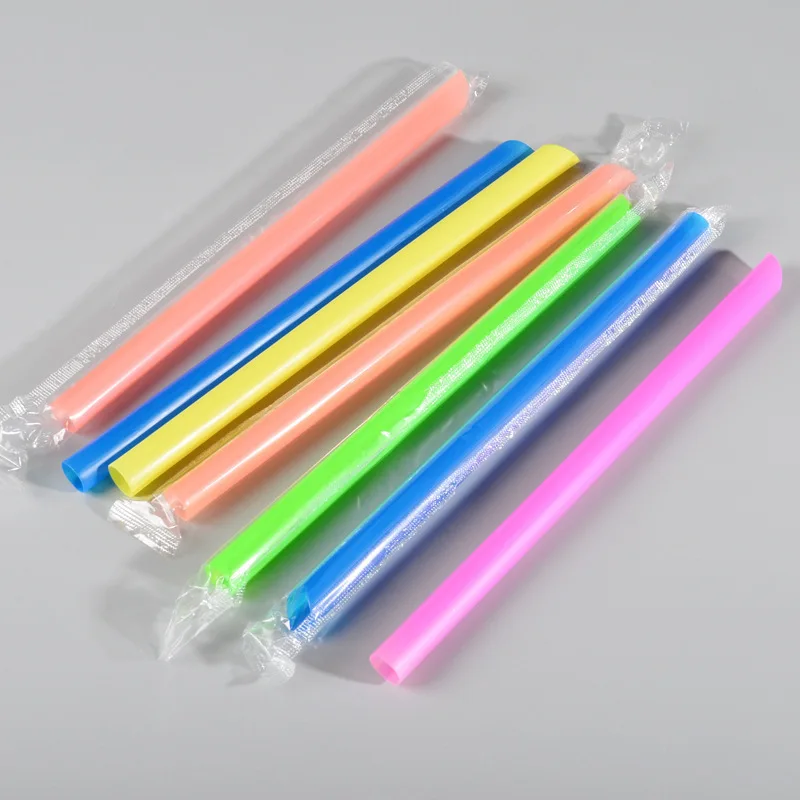 Colorful plastic smoothie straws Bubble / Boba straws individually wrapped tea drinking straws