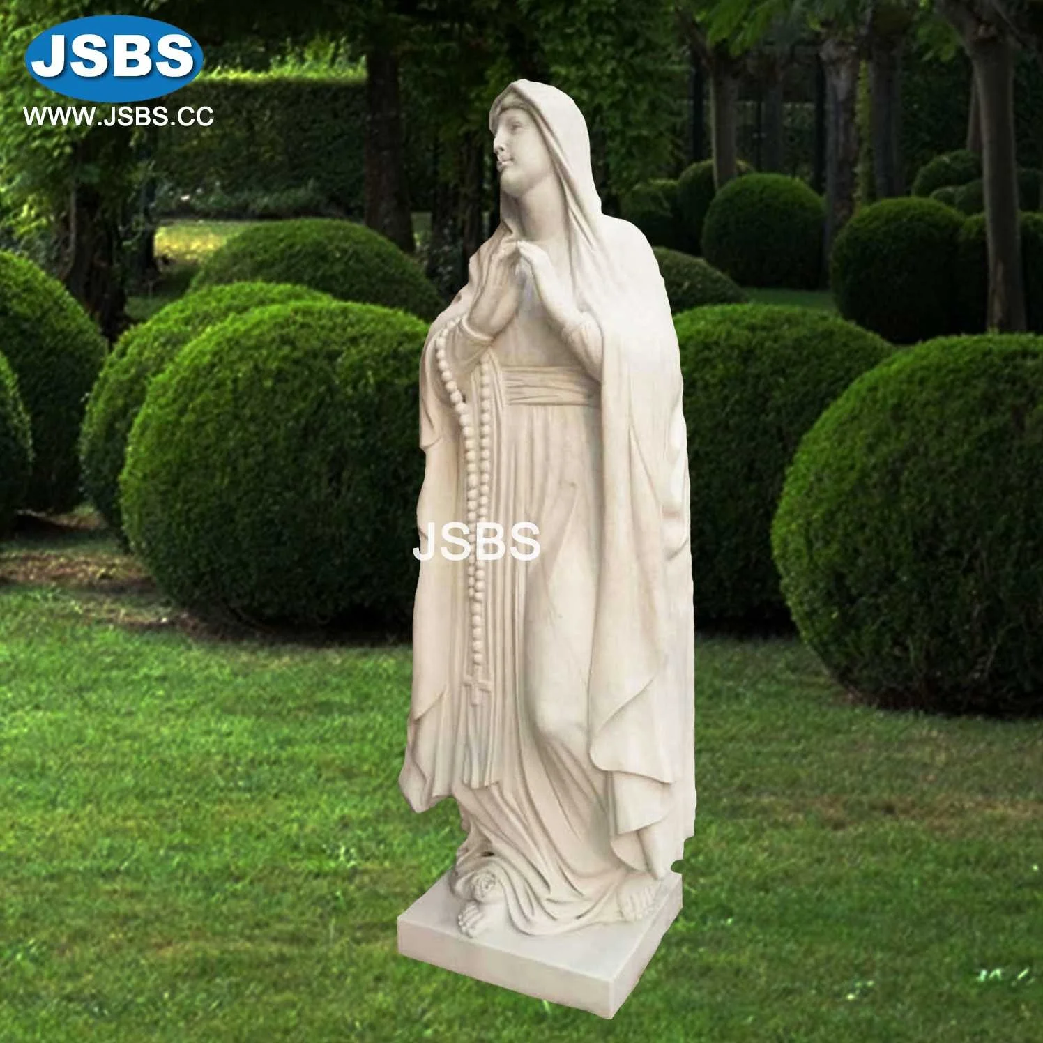 Stone Carved White Marble Life-Size Religious Virgin Mary Statue Maria Sculpture