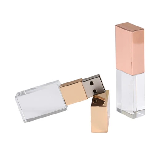 
Factory Promotional Custom LOGO Glass rose gold usb flash drive/usb stick Acrylic without Memory Stick USB 