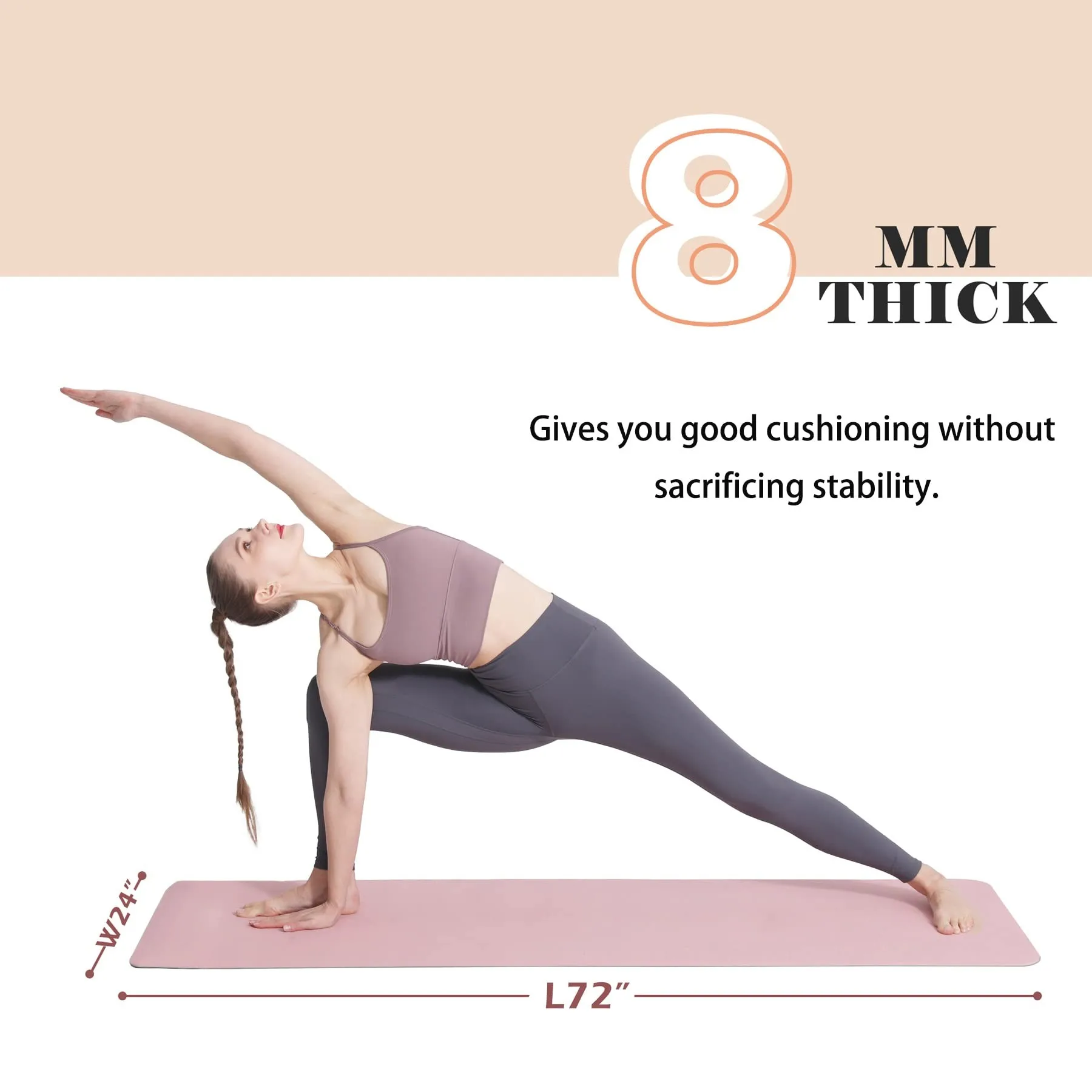 6MM 8MM  Home Use Pilates Eco Friendly  Non Slip  Yoga Exercise Equipment Tpe Yoga Mat Custom Pink Yoga Mat