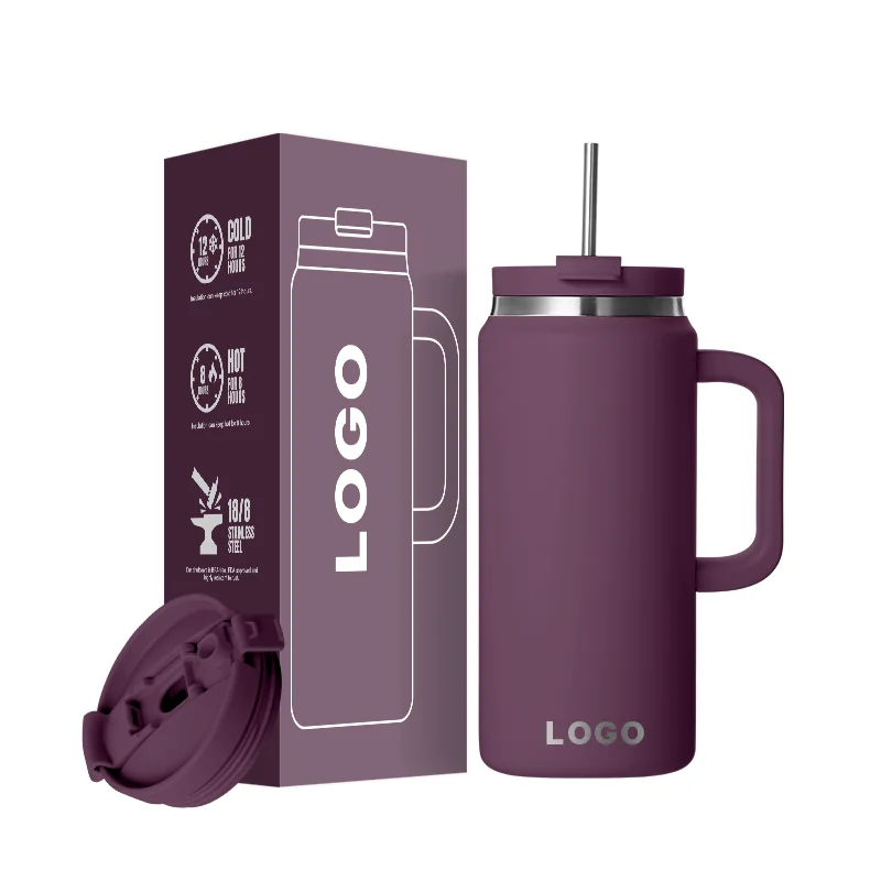 64oz Outdoor Sport Stainless Steel Drink Beverage Tumbler Double Wall Vacuum Insulated Powder Finish  Tumbler 100% Leak Proof