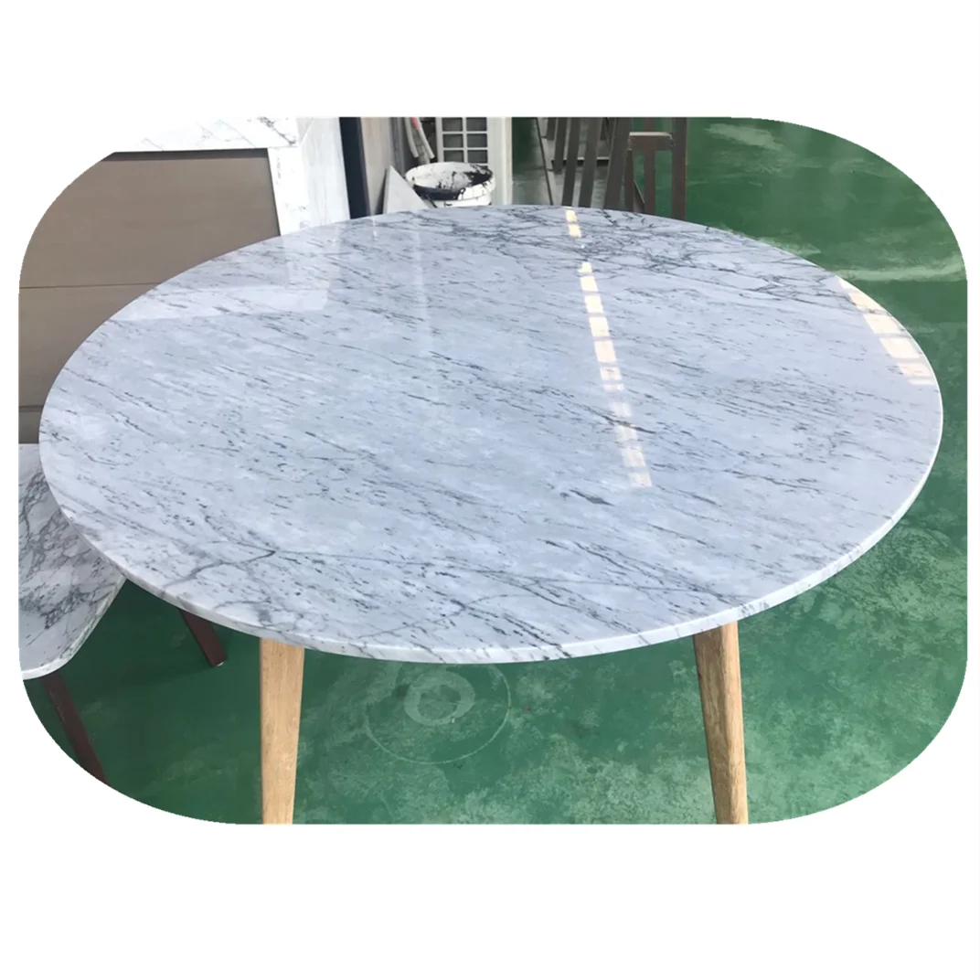 Carrara White Stone Marble Round Coffee Table Tops Furniture Honeycomb Backer