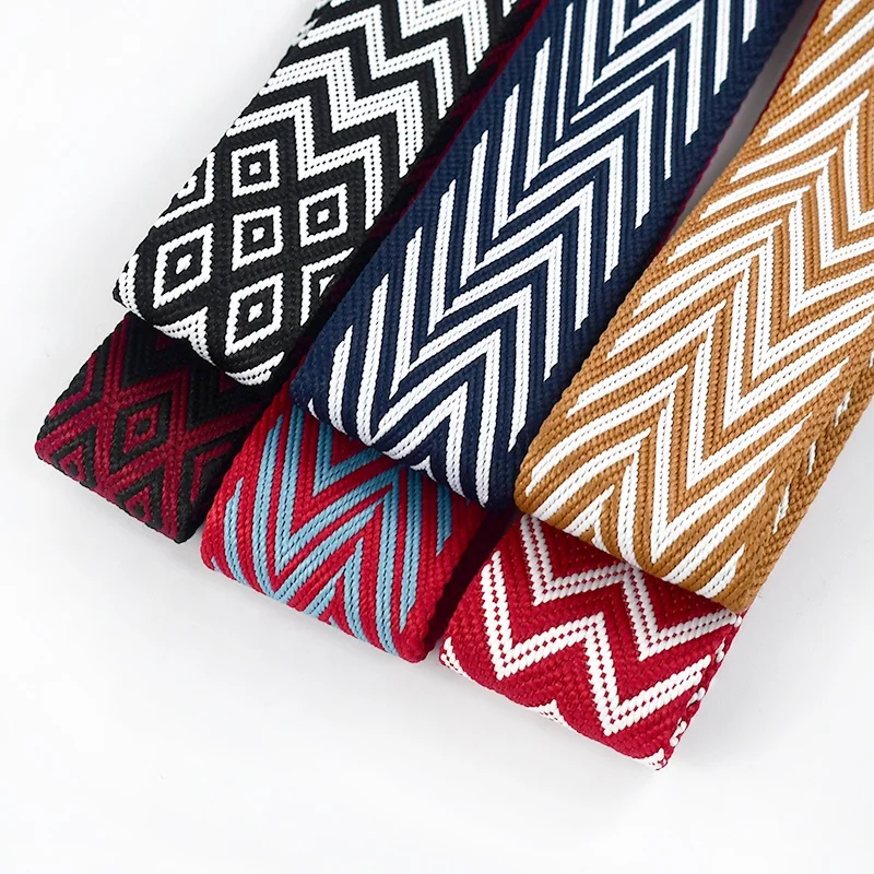 Meetee RD197 38mm Bag Accessory Wide Colorful Polyester Jacquard Webbing Decorative Ethnic Style Webbing For Luggage Canvas Belt