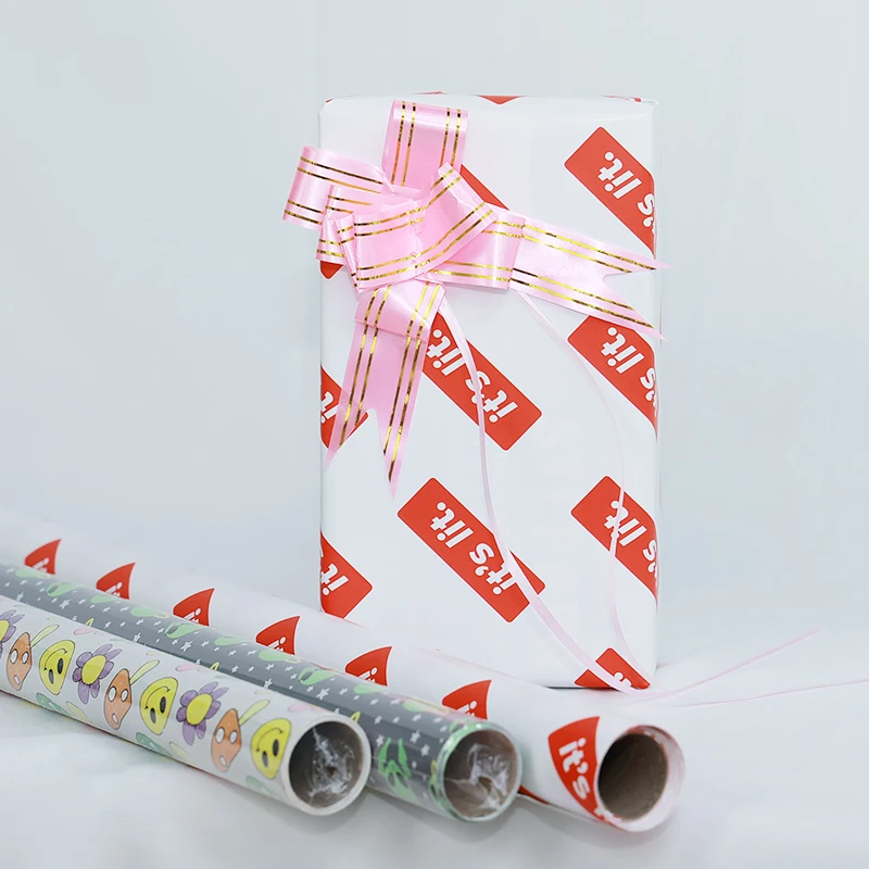 Factory sale gift wrapping paper CMYK printing roll paper golden printing paper