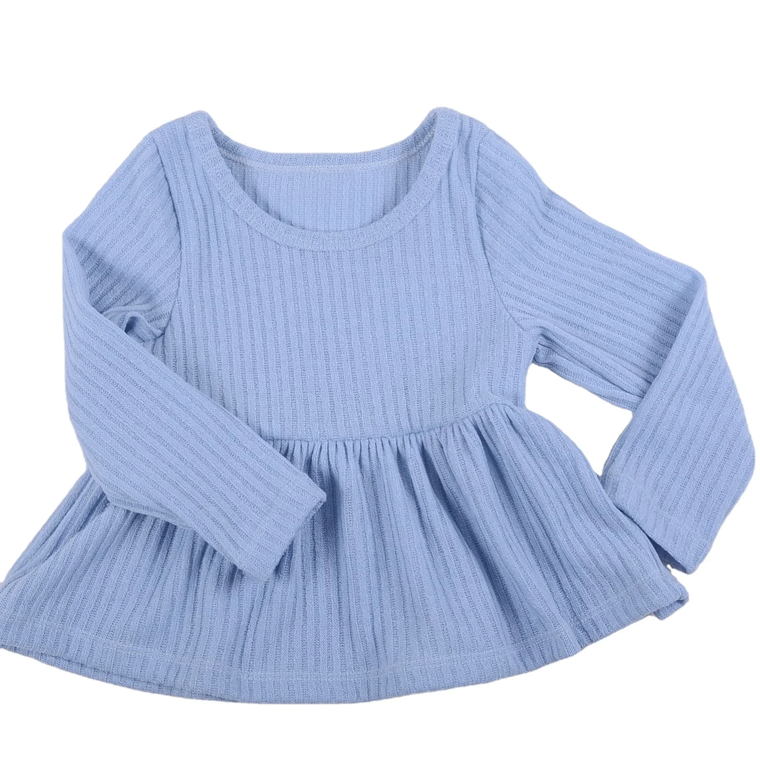 Wholesale 230G Girls Rib knitting Tank Top Baby Girl Tank Ruffle Shirts High-Low Peplum Baby Top skirt