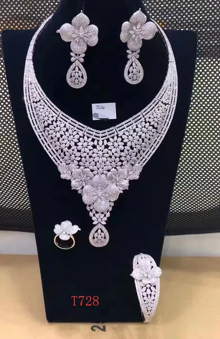Set-111 Xuping  women jewelry necklace set zircons paved bridal wedding set