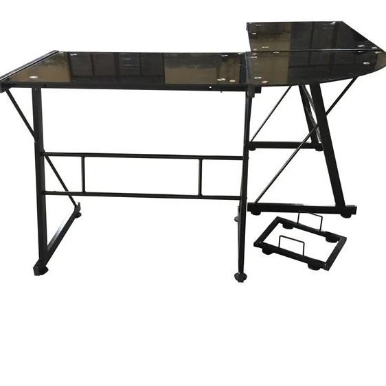 Современный домашний промышленный вертикальный угловой роскошный черный стальной итальянский директорский высокотехнологичный офисный стол руководителя со стальными ножками