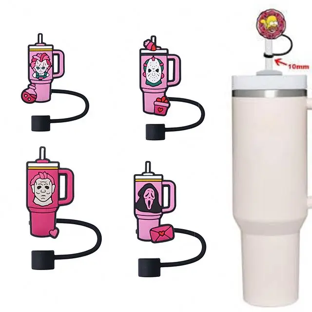 10mm Silicone Straw Topper Charm Cover for Tumbers Wholesale cartoon pvc Set Attachment basketball team gift