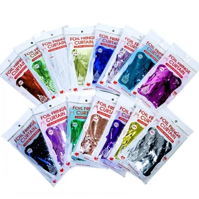 hot sale 1*2m Shiny metal tinsel foil fringe curtain rain wall decor wedding birthday party backdrop background foil curtain