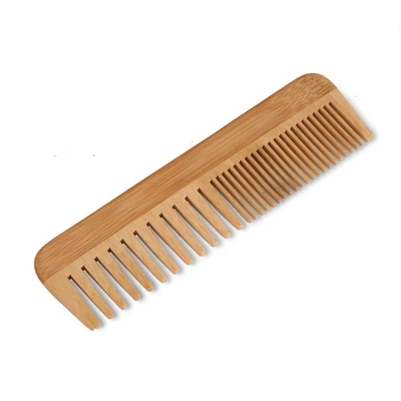 High Quality Wholesale Custom Logo Eco-friendly Natural Bamboo Wide Tooth Comb Beard Comb