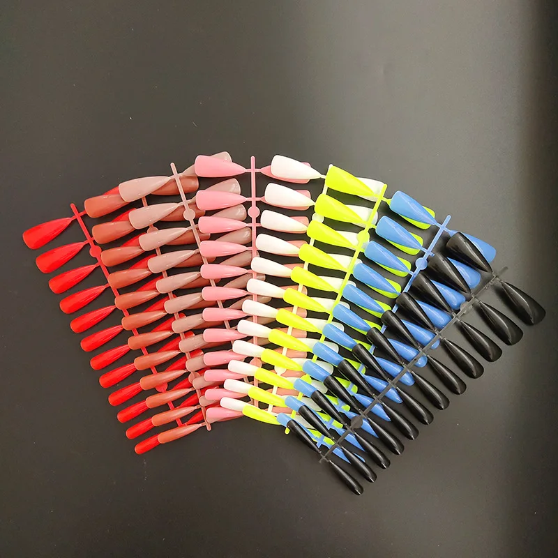 Factory Direct Sales Nail Art 24pcs Wholesale Extra Long semi strips stiletto Artificial Nails Press On Nails