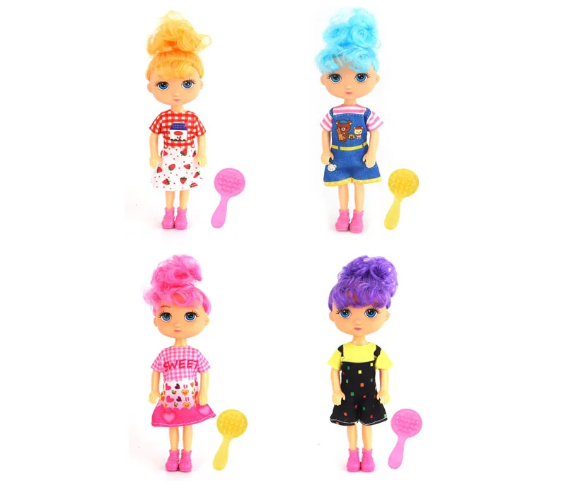 wholesale 5-inch dolls 4colors mixed toy set girls dressing up playing interesting mini fashion dolls