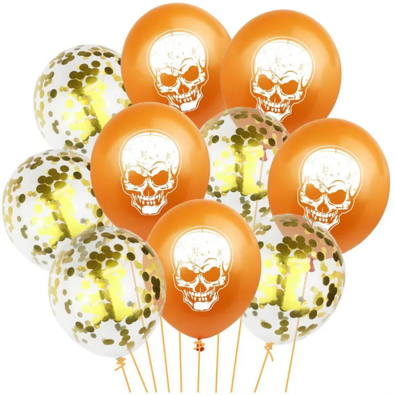 Halloween  Latex Balloon Set White Red Orange Halloween Party Crossborder Monopoly Customized Color  Halloween