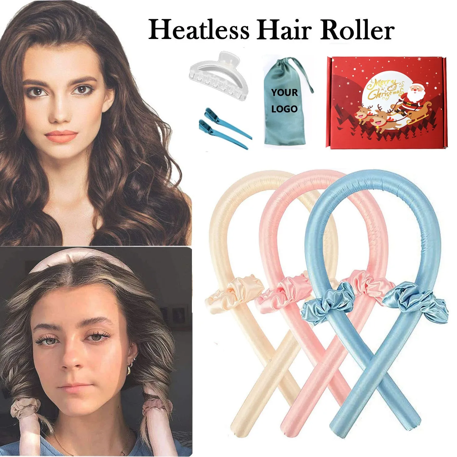 Curling Rollers No Heat Hair Curler Set Curl Sponge Silk Hair Curler Heatless Curling Rod Headband