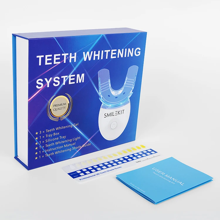 Ce approved oem package mysmile teeth whitening kit Non Peroxide teeth whitening gel home kit with 16leds rechargeable light