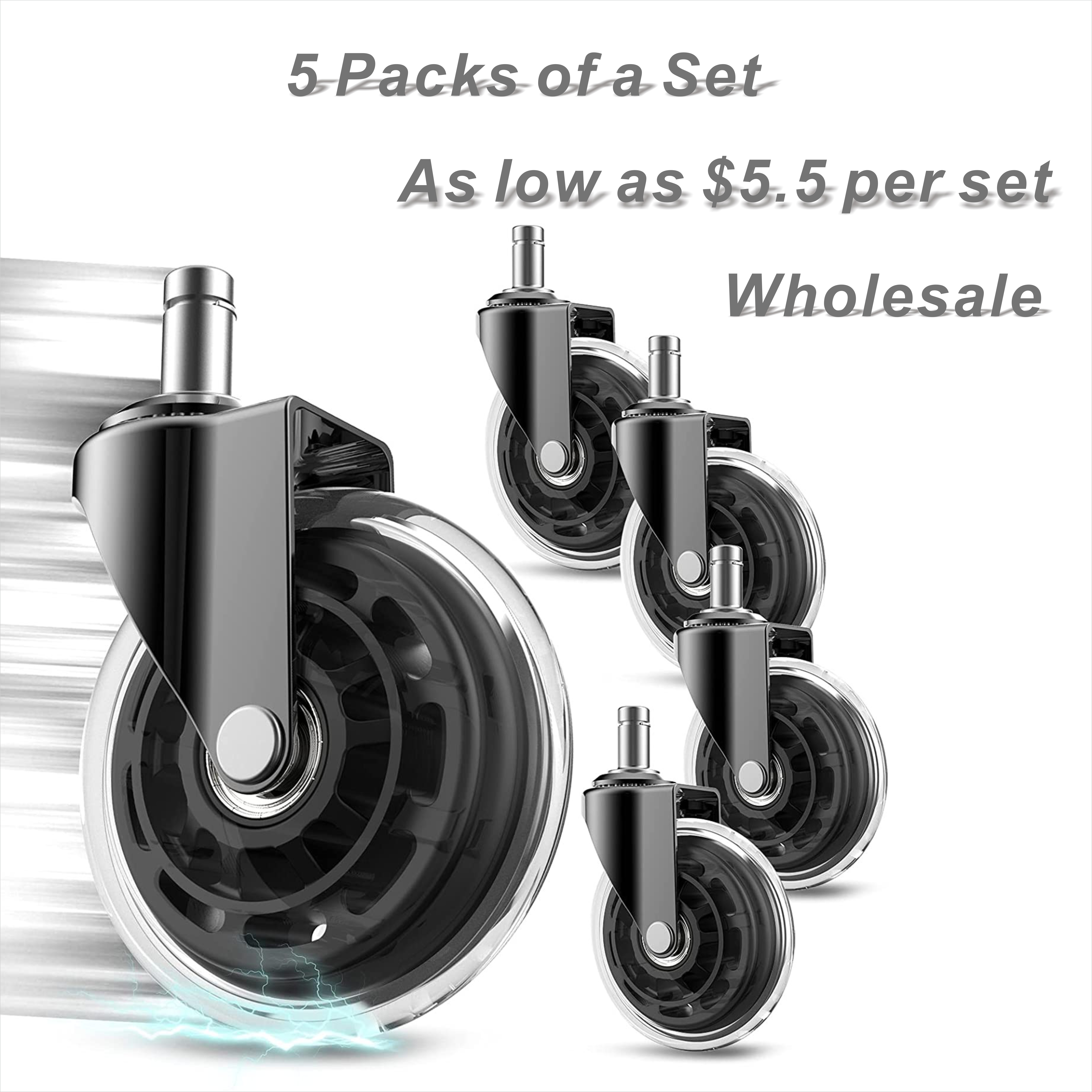 5 Packs Factory Outlet 3 Inch PU Roller Office Chair Caster Wheel
