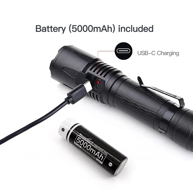 USB rechargeable torch light 18650 battery 350m long range flash light hunting police military 1800 lumens led flashlight torch