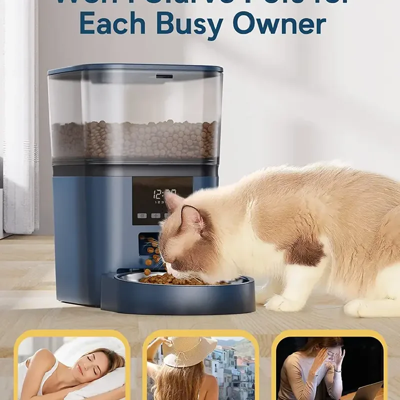 New Design Smart 4L Robot Cat Dog Bowls Food Dispenser 6 Meals Timed Auto Voice Automatic Pet Feeder For Pet