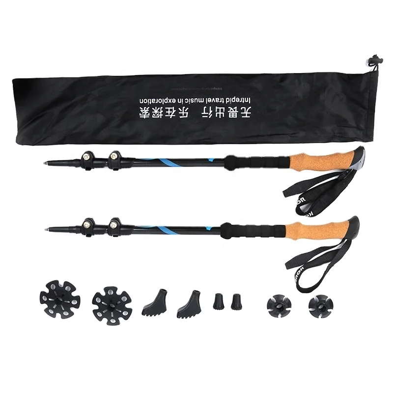 New design outdoor camping hiking travel folding trekking poles 7075 aluminum walking sticks