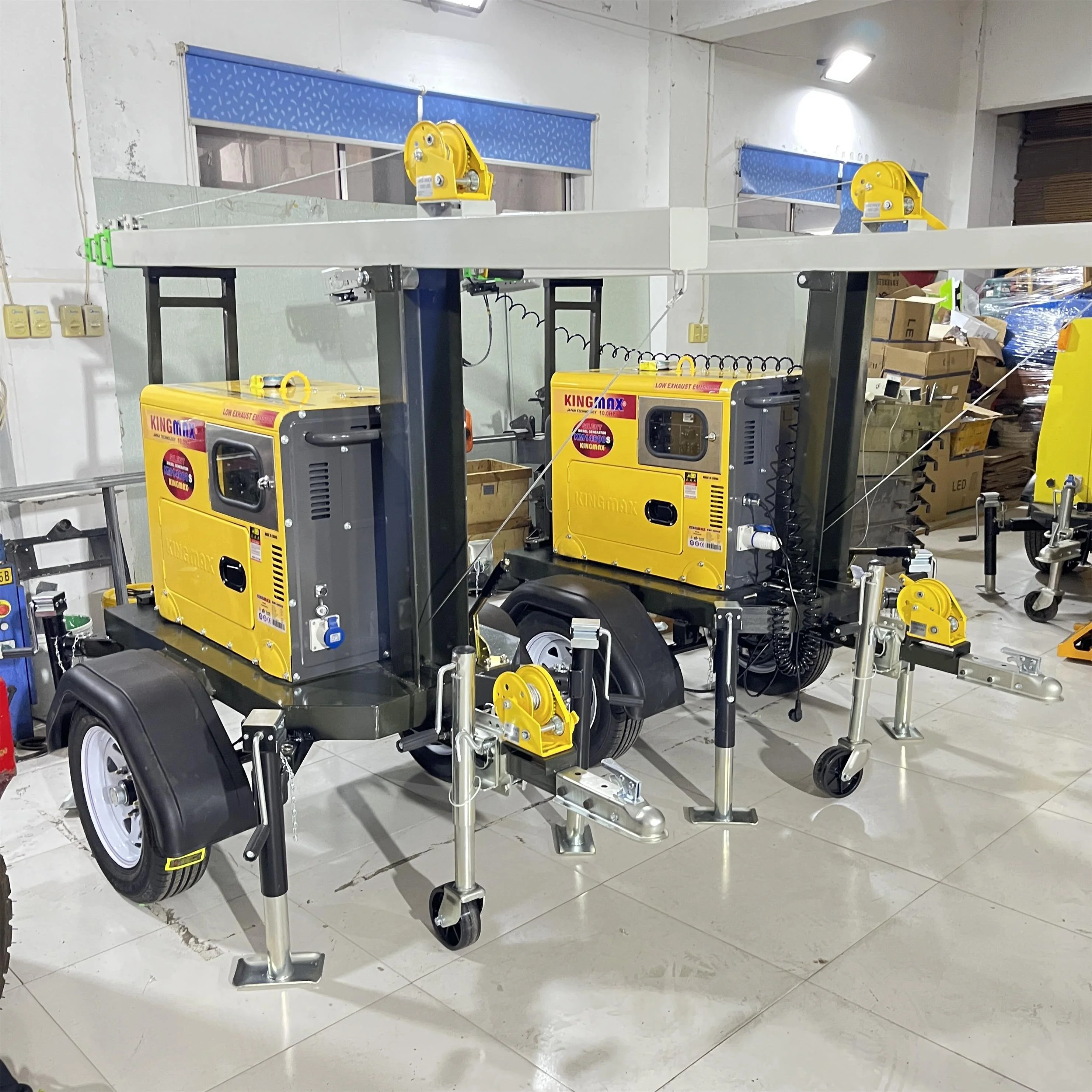 5KW Air Cooled Diesel 4*1000W Led Lighthouse Outdoor 7M 9M Towable Mobile Trailer Lighting Tower