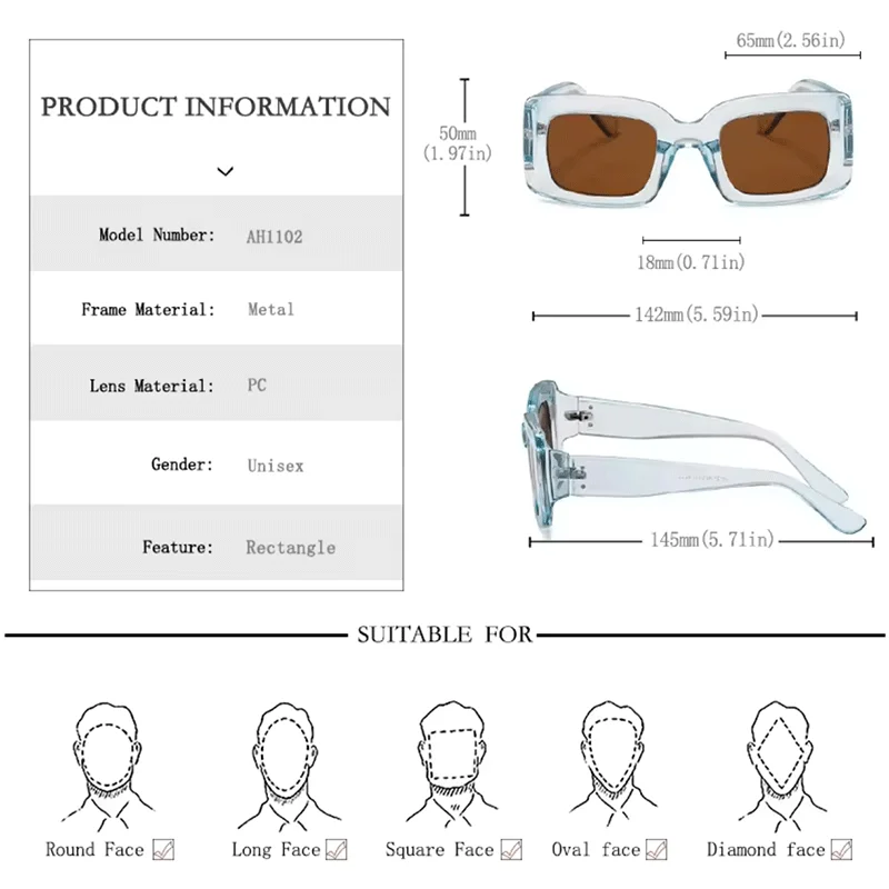 Fashion Red White Glasses Cross border Hot Sale Rectangular Shades Big PC Frame High Quality Sunglasses for Men Women Party Gift