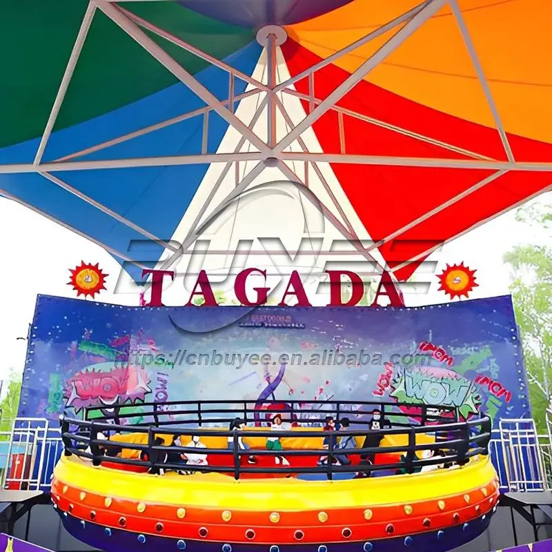 China Hot Sale Exciting Thrill Rides Fairground Amusement Park Game Machine Portable Crazy Turntable Disco Tagada With  Trailer