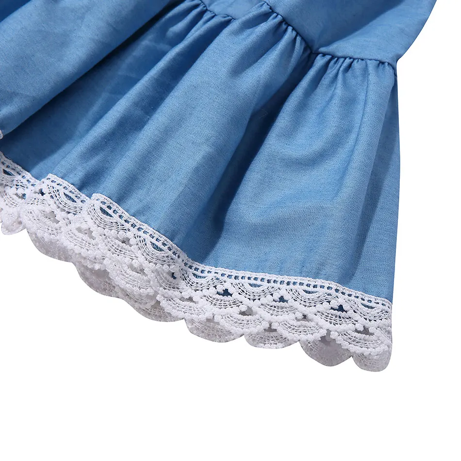 KAPU Boutique cotton toddler girl long pleated denim skirt baby girl jean skirt