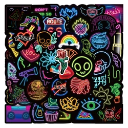 50pcs neon graffiti stickers car water cup notebook computer sticker waterproof wholesale pvc die cut cartoon Adhesive sticker
