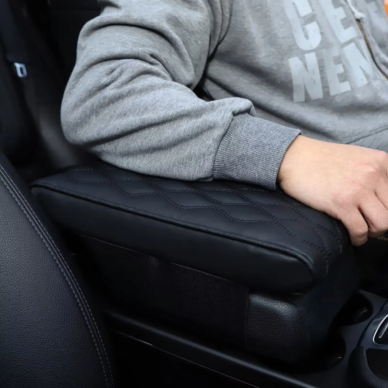 Leather Car Armrest Box Pad Waterproof Car Center Console Cover Pad Leather Auto Armrest Cover Universal Arm Rest Cushion Pads